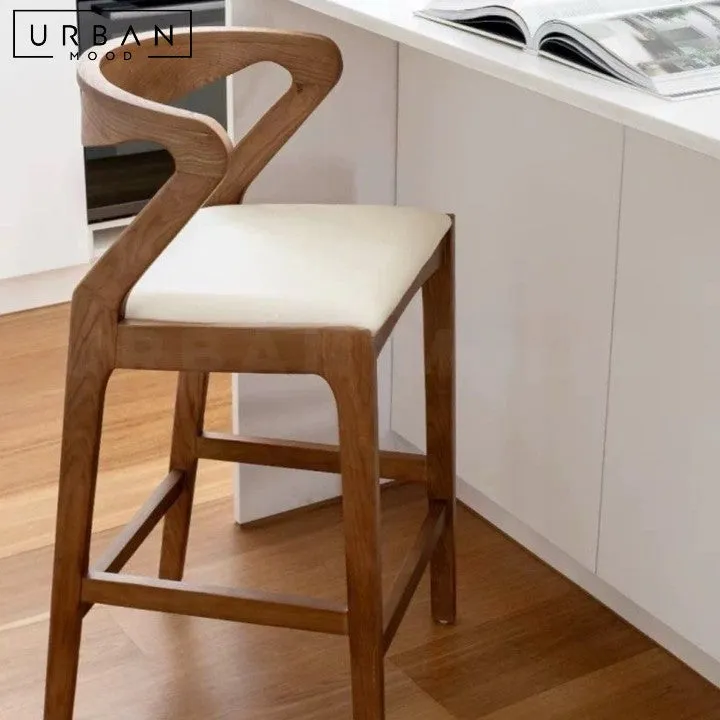 AURO Scandinavian Solid Wood Bar Stool