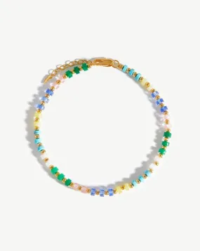 Beaded Anklet | 18ct Gold Plated/Multi Pastel Beaded