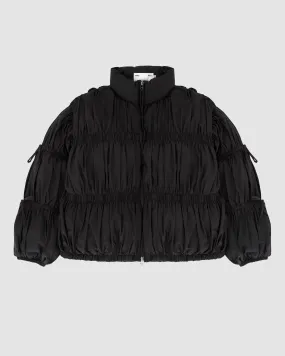 BLACK PLEATED DUVET PUFFER