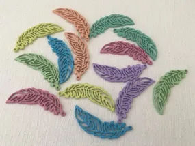 Charm Leaf Spray Painted 7 Pairs 38mm x 11mm