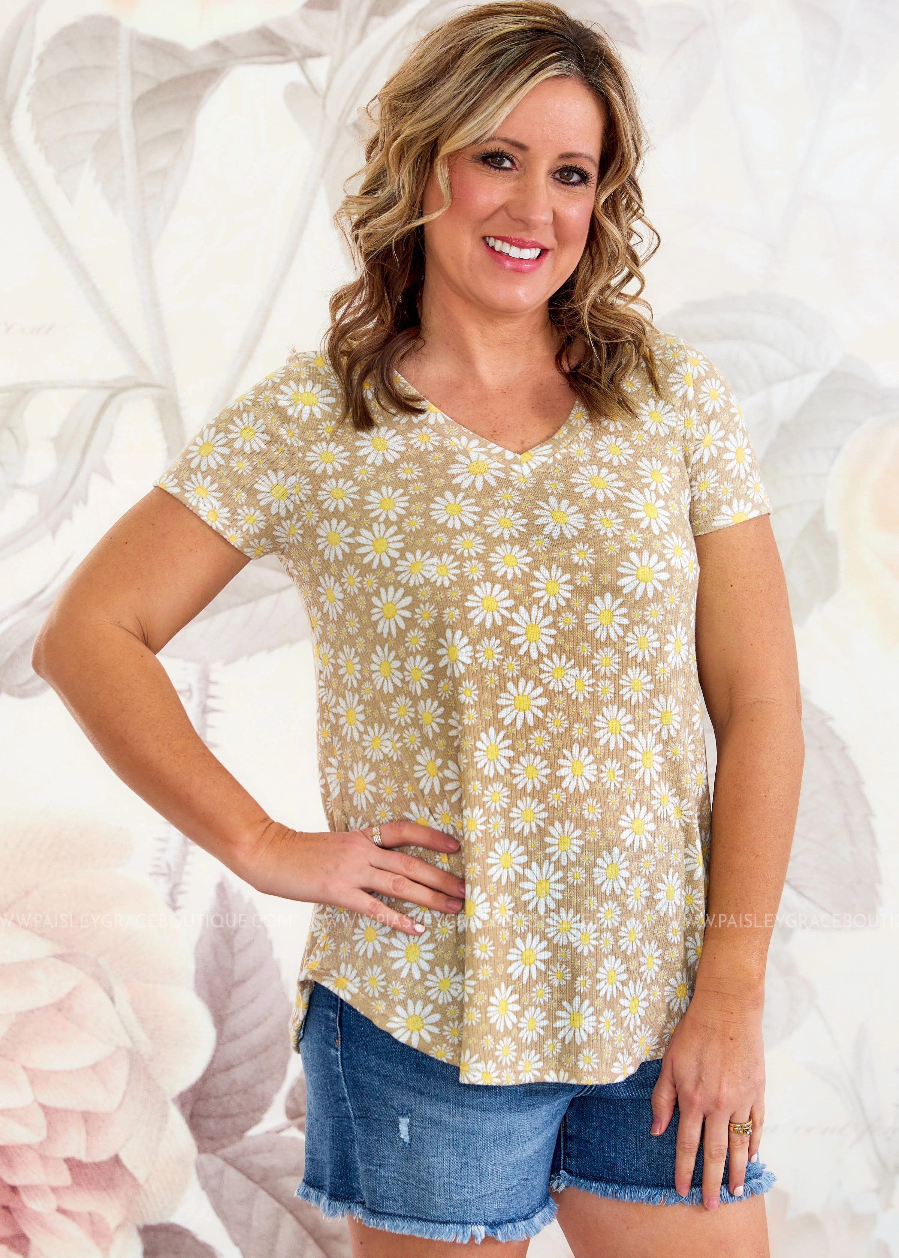 Daisy Dreaming Top - Taupe - LAST ONE FINAL SALE