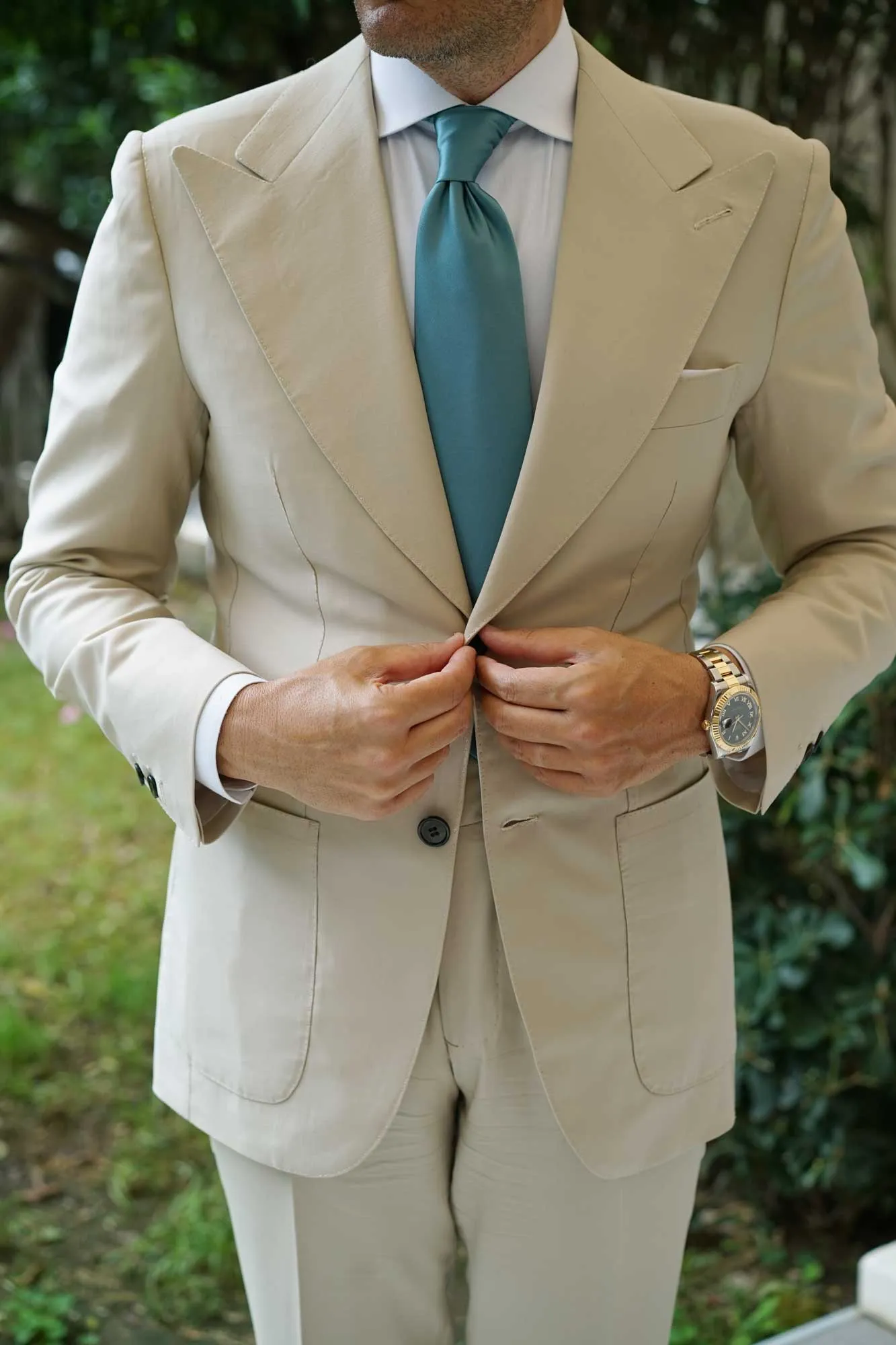 Dusty Jade Green Satin Necktie