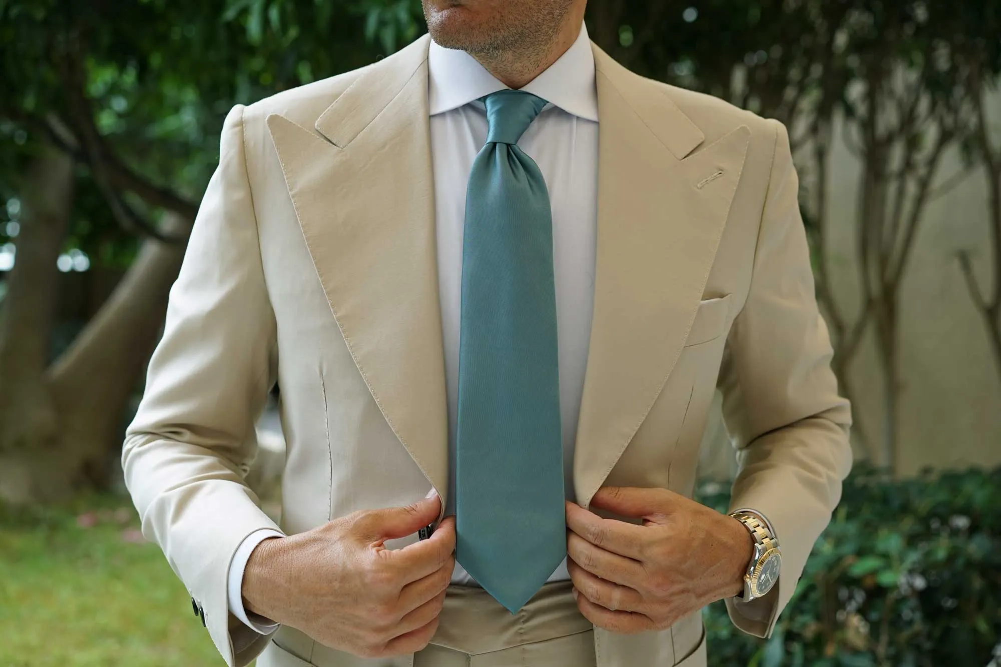 Dusty Jade Green Satin Necktie