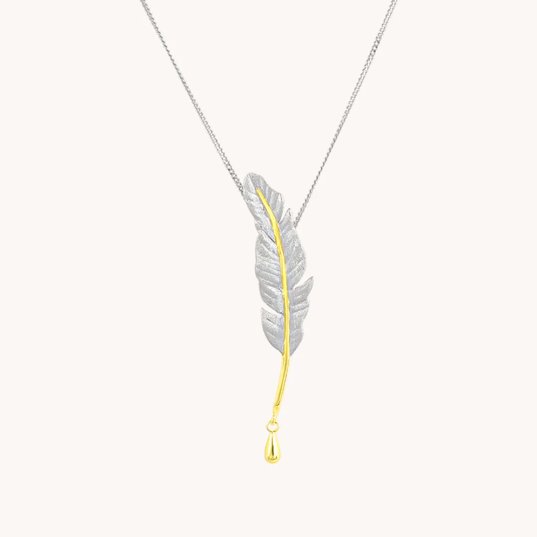 Feather Silver Pendant with Chain W.