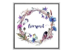 Free Spirit Feather & Floral Wreath | Canvas Wall Art Print