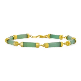 Genuine Onyx Gemstone Multi Color Green Jade Contoured Bar Bracelet