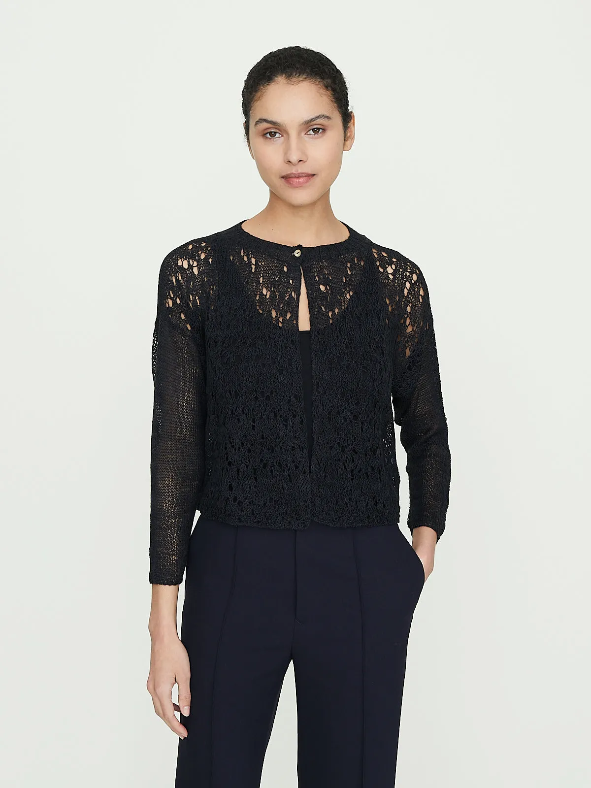 Lacy Stitch Cardigan in Black