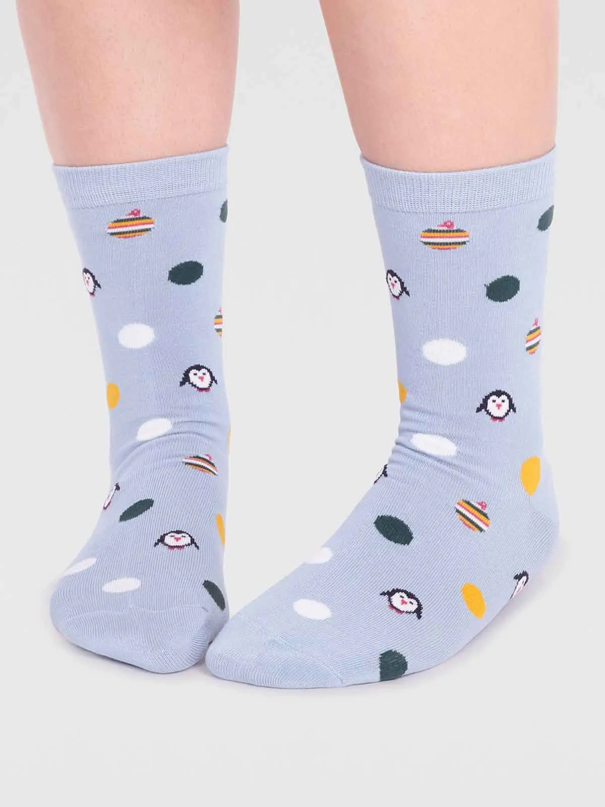 Neva Bamboo Penguin Sock - Foam Blue