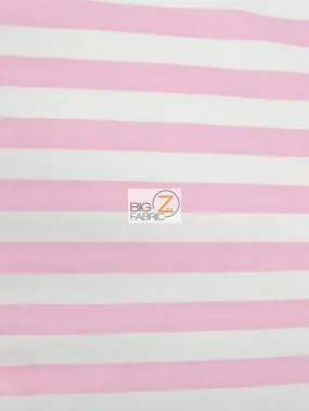 Poly Cotton 1 Inch Stripe Fabric / Pink/White By The Yard