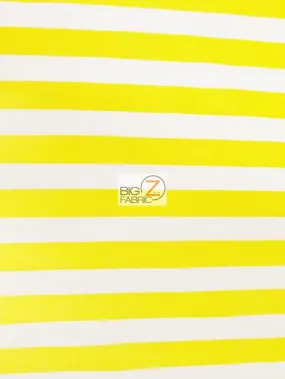 Poly Cotton 1 Inch Stripe Fabric / Yellow/White / Sold By The Yard