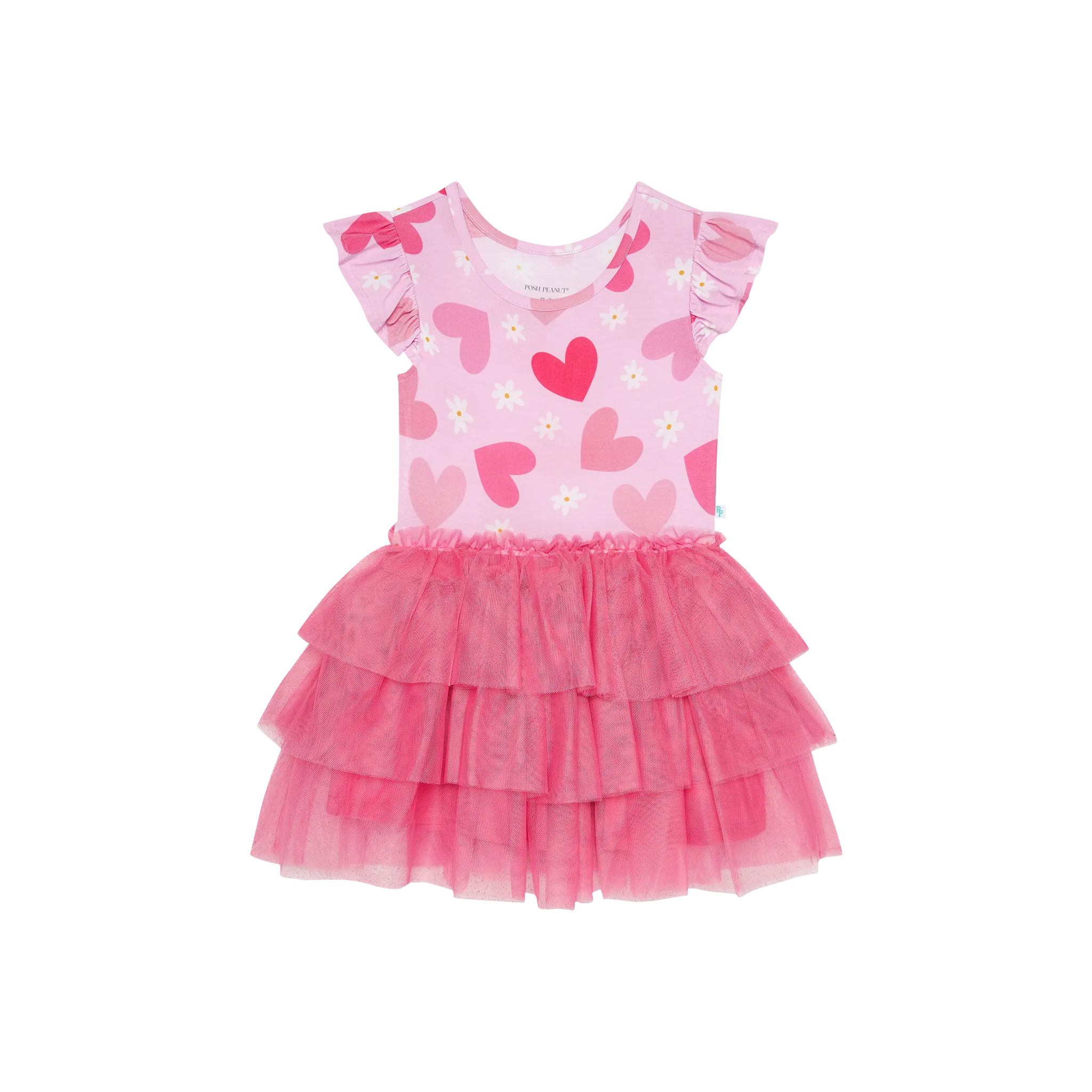 Posh Peanut Daisy Love Ruffled Cap Sleeve Tulle Dress