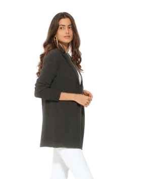 Pure Cashmere Open Front Cardigan Charcoal