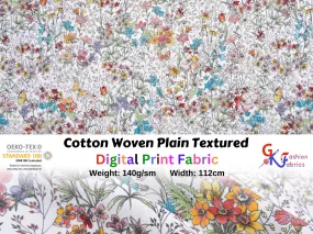 Quilted Cotton Woven Plain Textured  Botanical  Digital Print Fabric - D#3