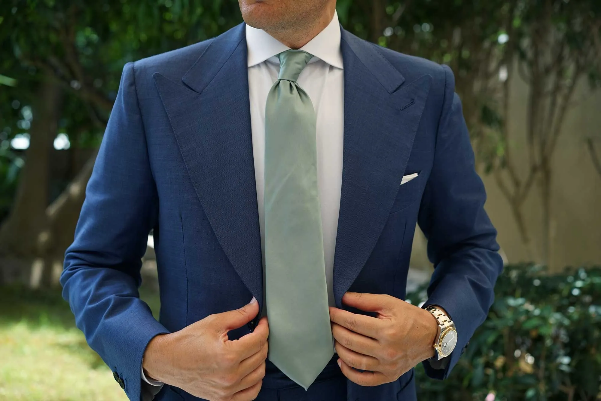 Sage Green Satin Necktie