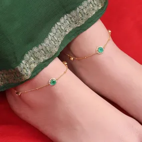 Silver green stone anklet