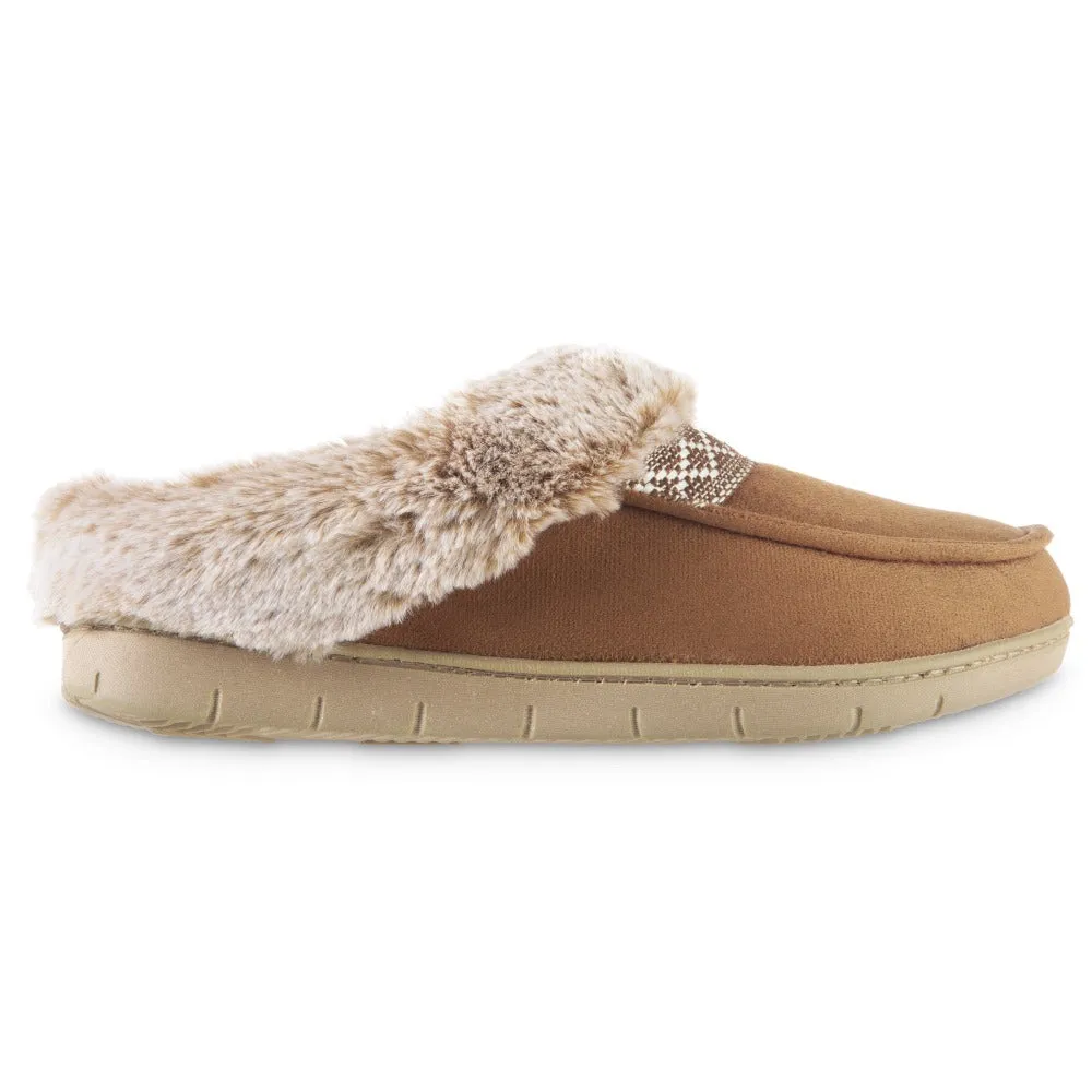 Women's Microsuede and Faux Fur Clog Slippers