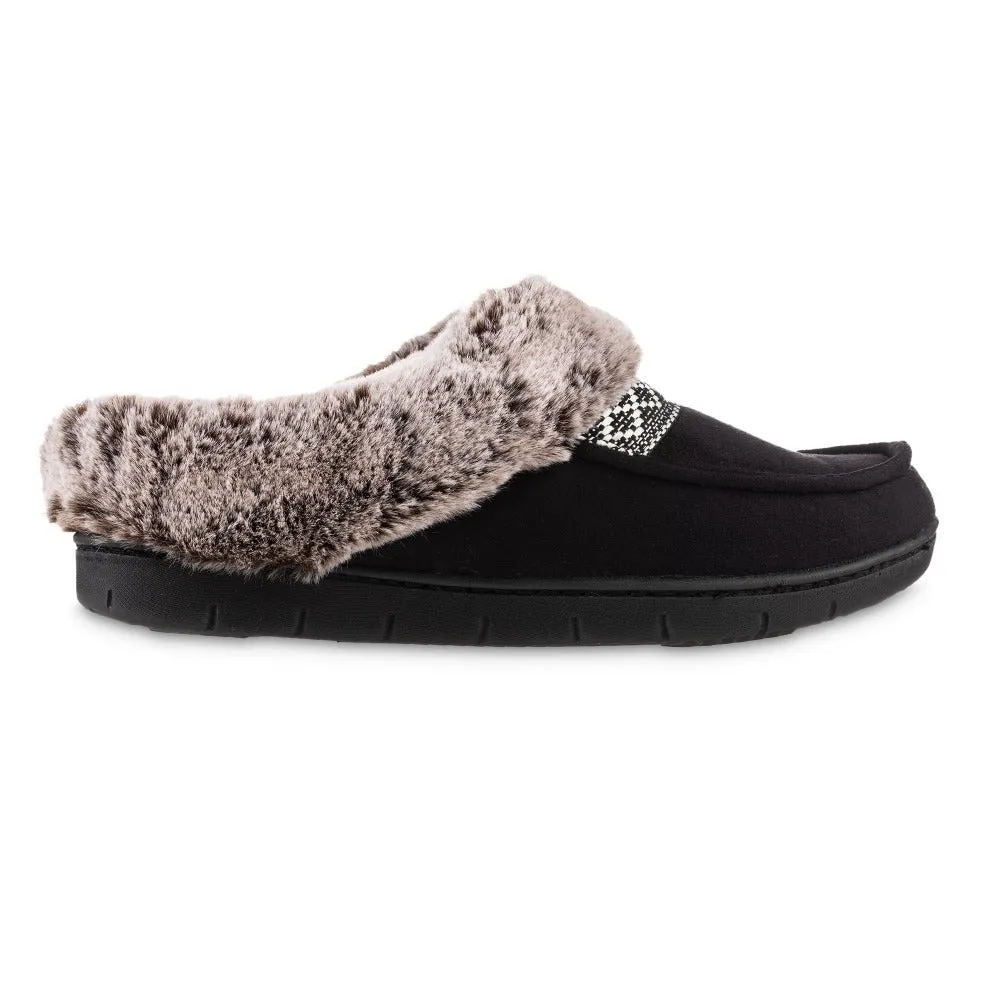 Women's Microsuede and Faux Fur Clog Slippers