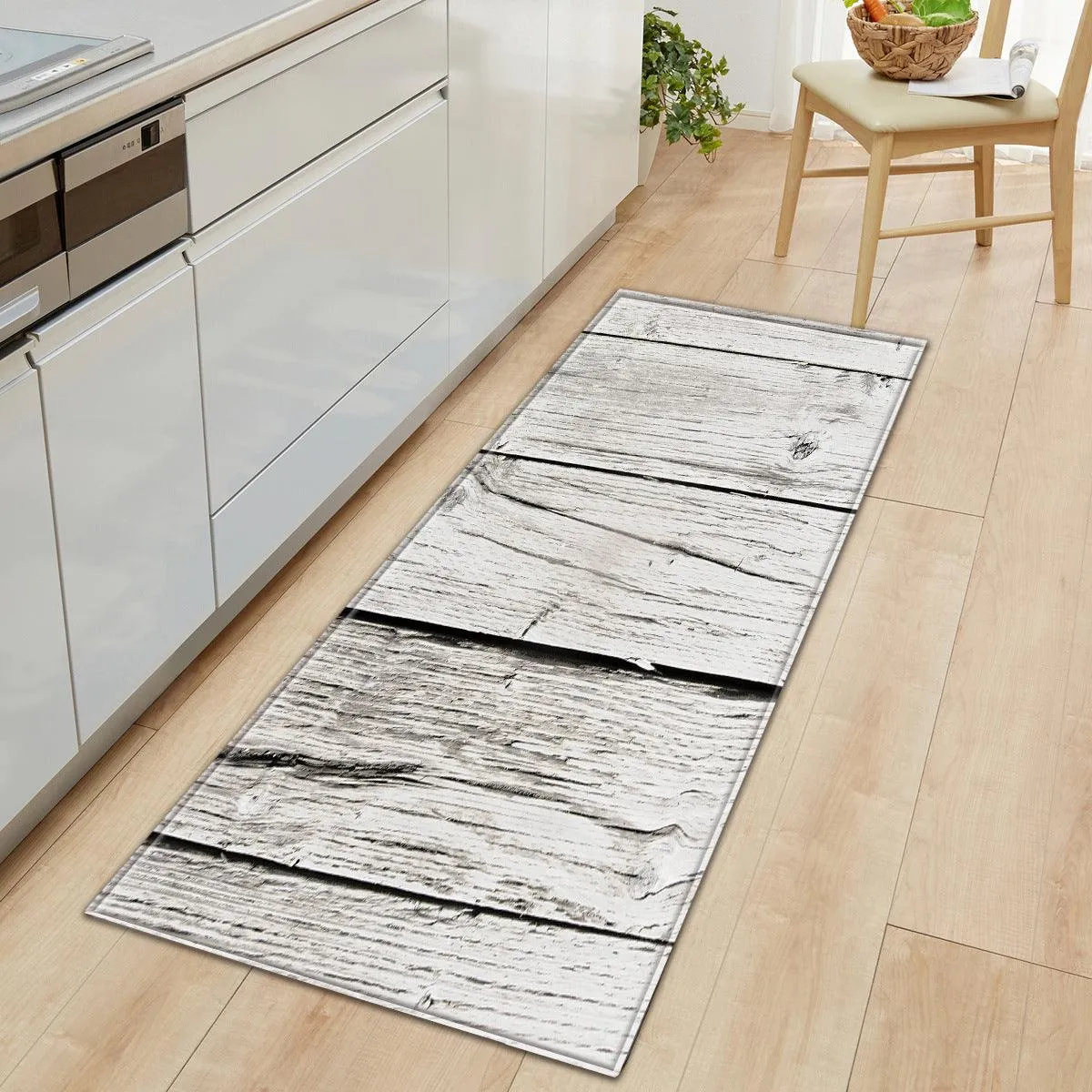 Wood Grain Patterned Polyester Rug Set